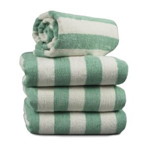 Pool Towels Green Stripe 30x60